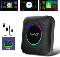 Carlinkit Latest Ai Box (Compatible for All Cars), Android 13, Qualcomm 6225, 8GB+128GB, Wireless CarPlay Android Auto 3-in-1 Dongle comes with Google Play Store, Streaming Video